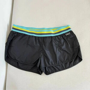 Lorna Jane Run Nylon Short Size Medium (8) Black Multi Color Elastic Waist Band